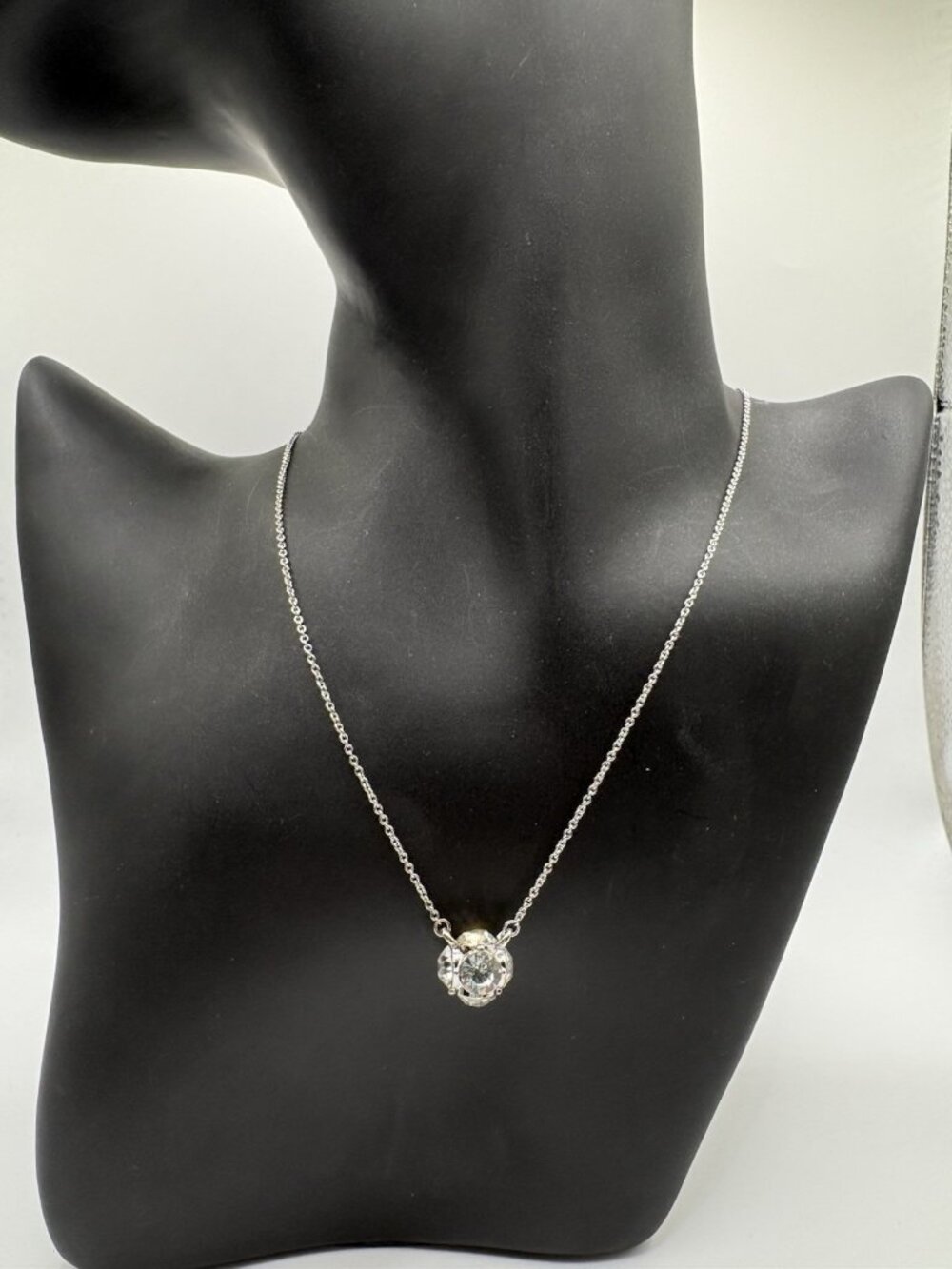 Kate Spade Silver Tone Rhinestone Ball Pendant Necklace
